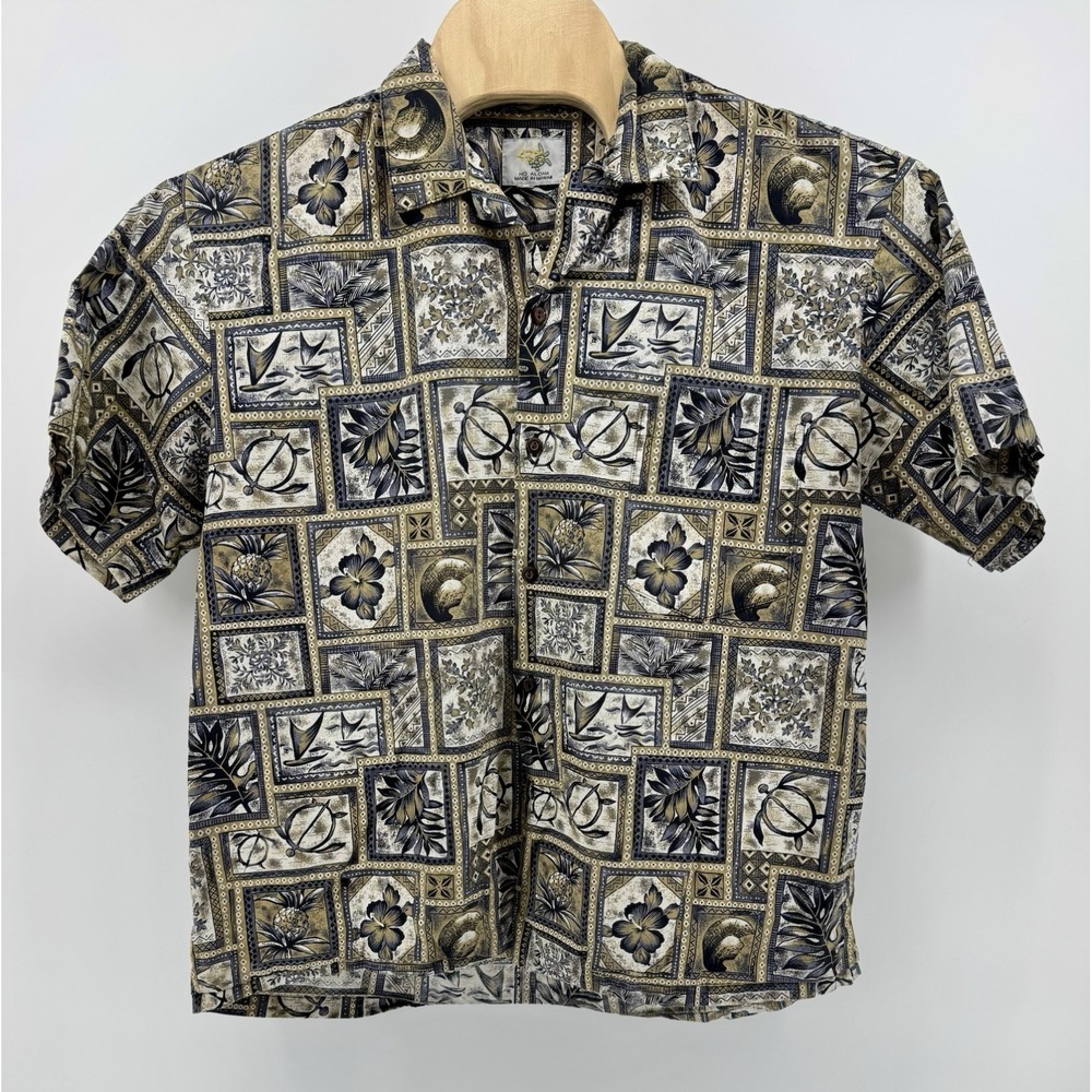 Vintage Ho Aloha Hawaiian Shirt Men's Size L Tropical Aloha Made in Hawaii